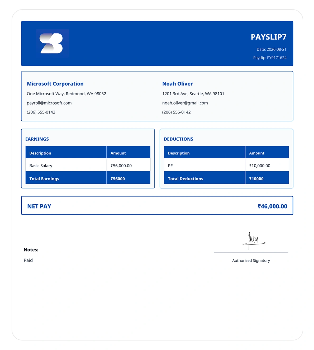 Payslip Template 7